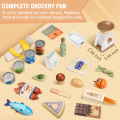 Pithfor wooden play food set egg supports breakfast pretend play and sharing
