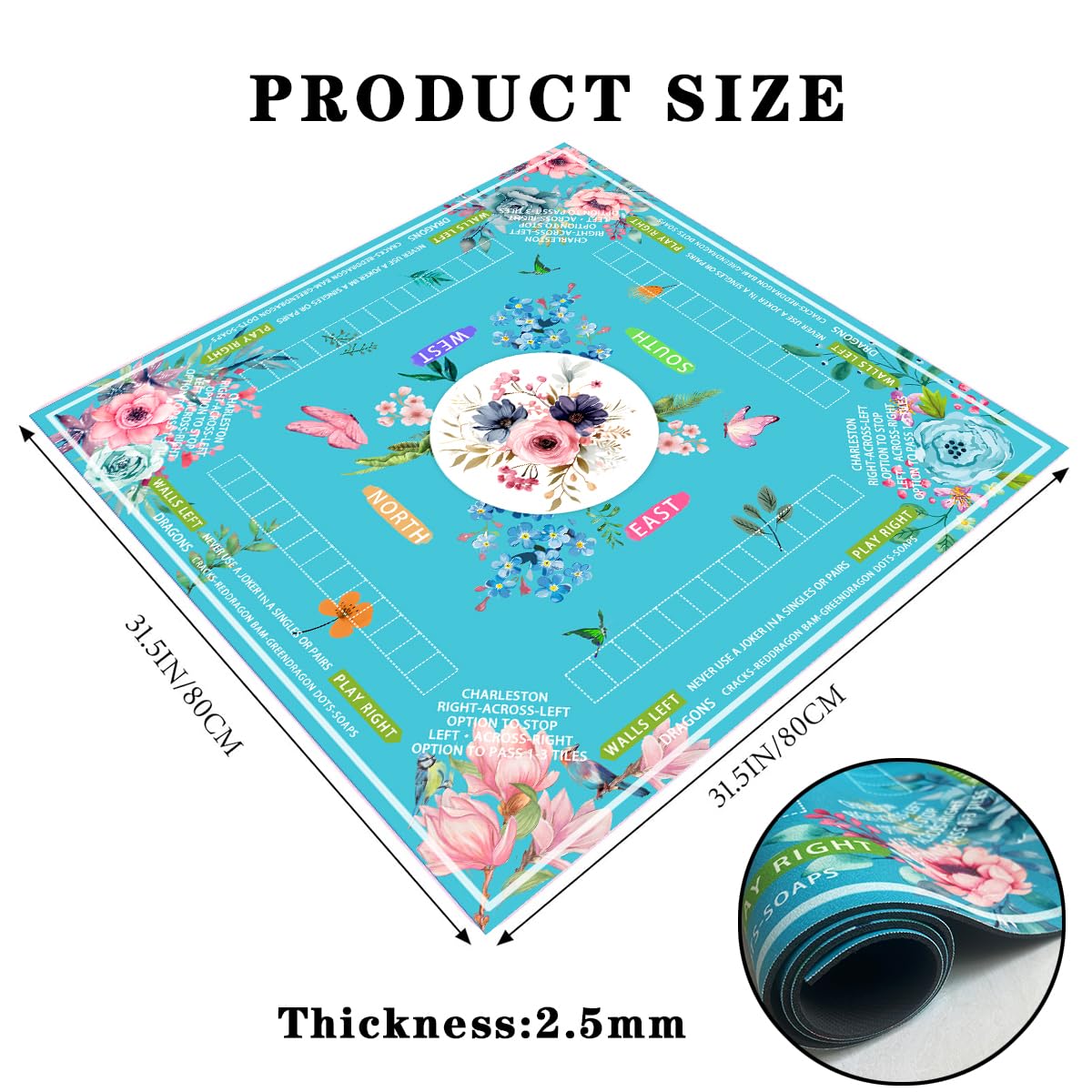 Pittera non-slip rubber back reduces movement during play.