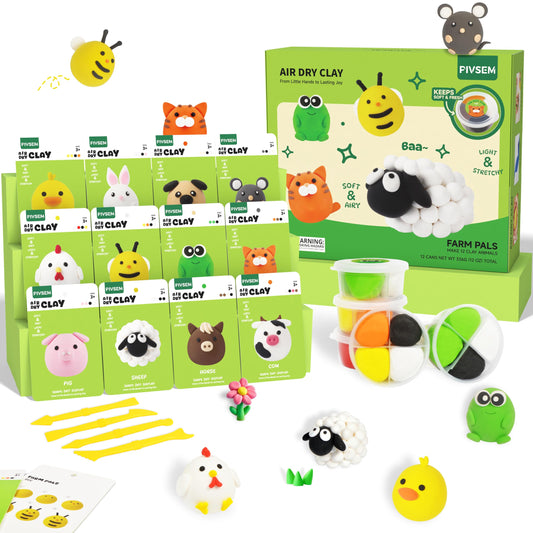 Pivsem air dry clay kit for kids with bright colors and sculpting tools for creative play.