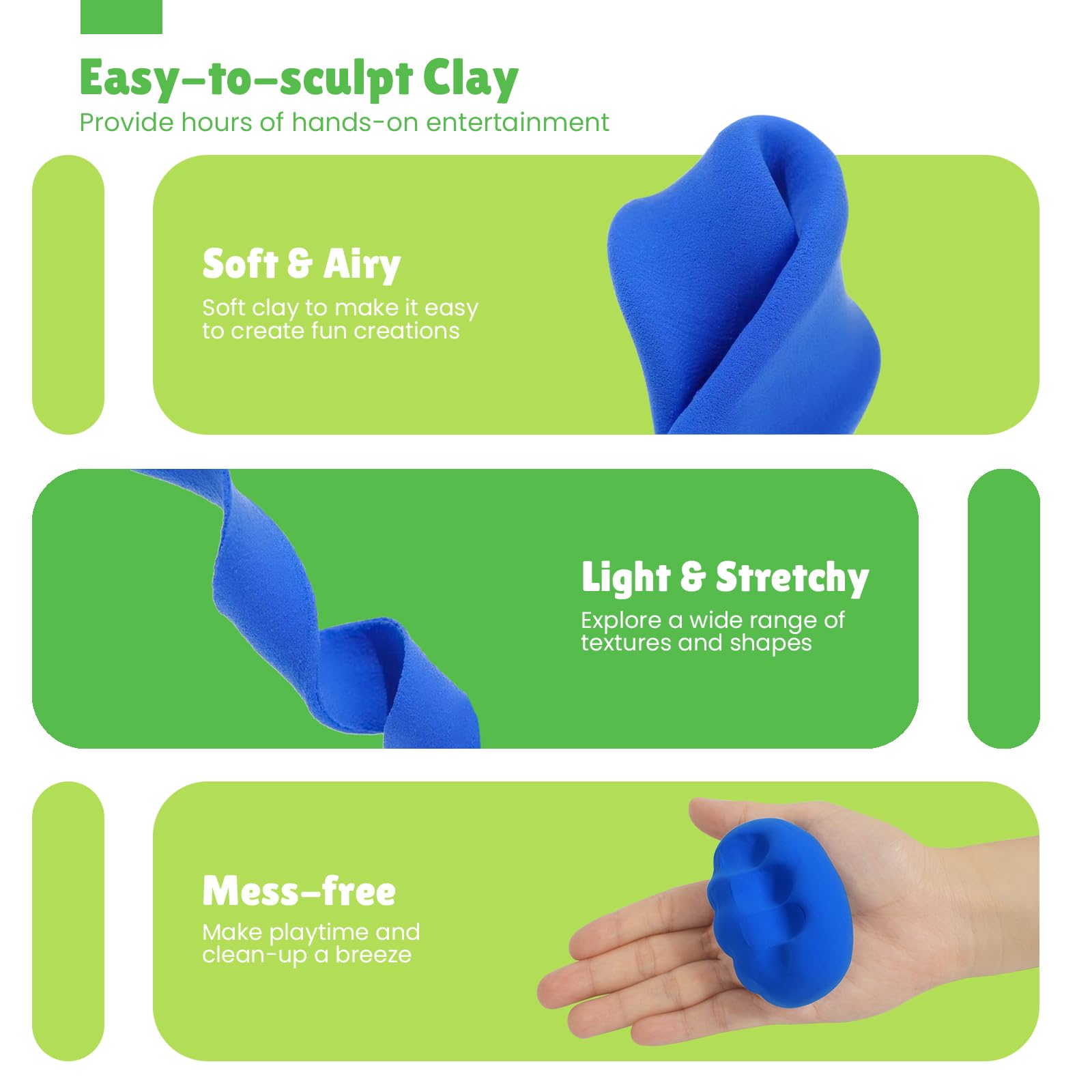 Pivsem ultra-soft non-toxic texture supports safe squishing and shaping.