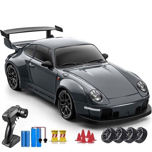 PIWIJOY RC Drift Car with LED lights for night racing and display.