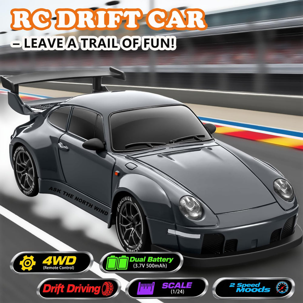 PIWIJOY RC Drift Car uses a 2.4GHz remote for smooth multi-car play.
