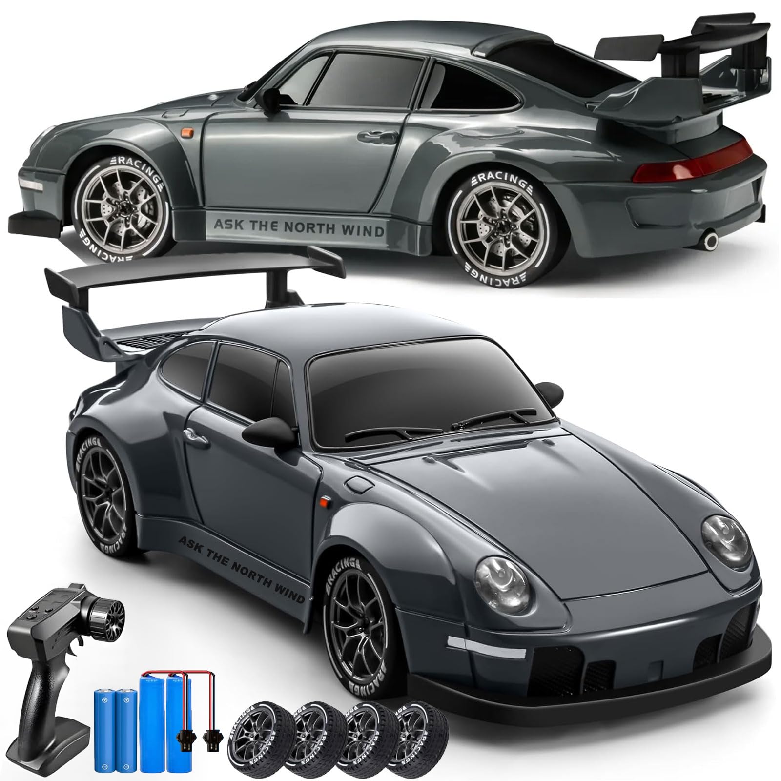 PIWIJOY RC drift car with LED lights for dramatic night laps