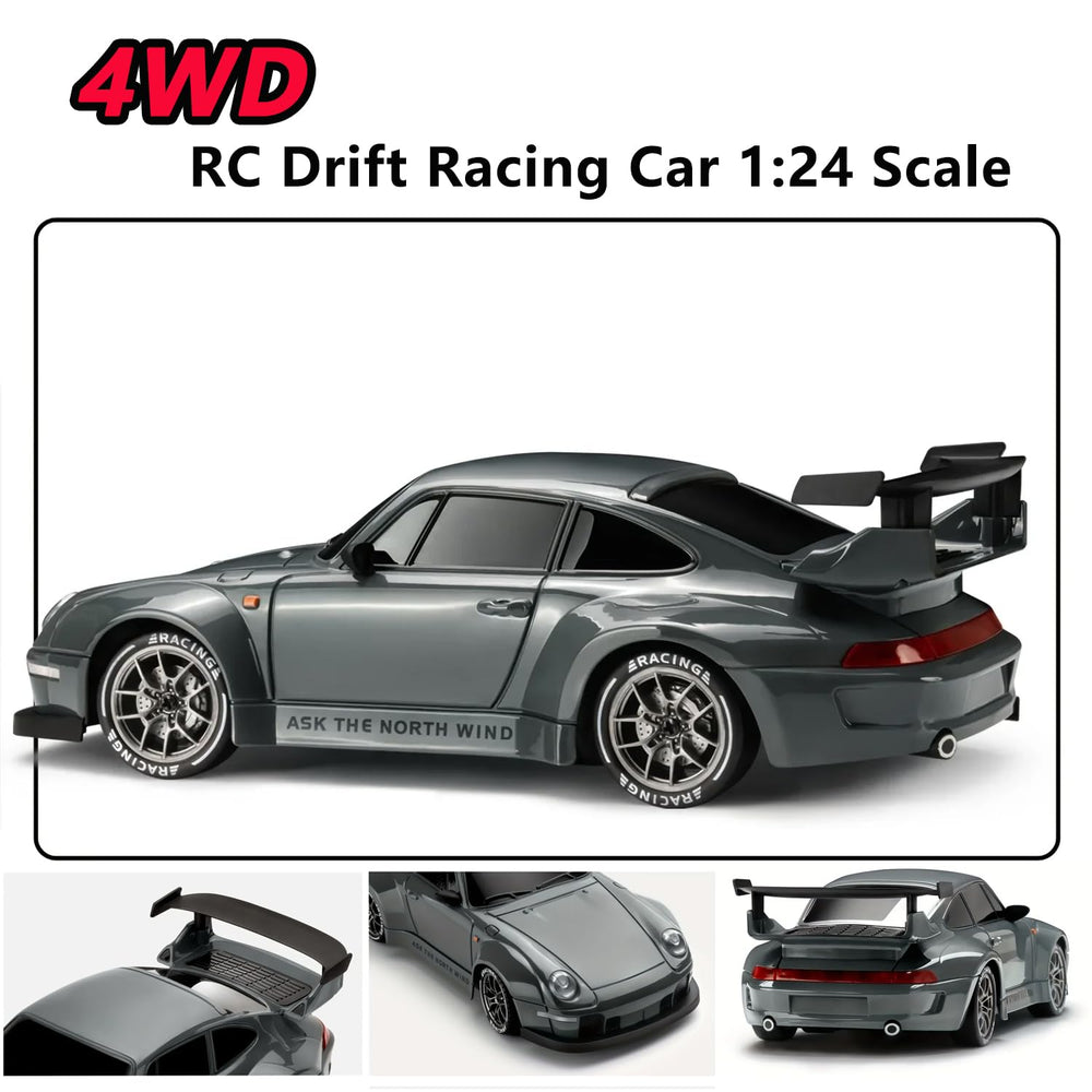 PIWIJOY RC Drift Car equipped with racing tires for outdoor grip.