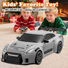 PIWIJOY RC Drift Car shock-resistant shell protects components.