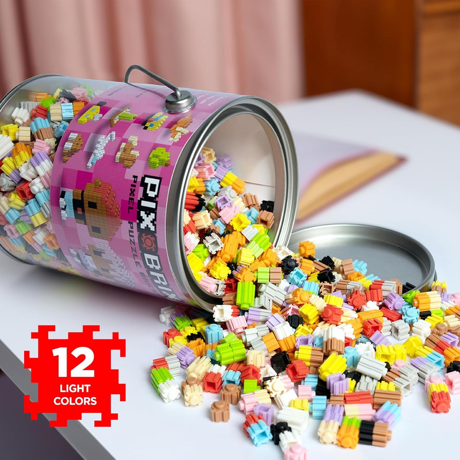 Pix Brix patented 1-piece interlocking bricks enable easy 2D and 3D constructions.