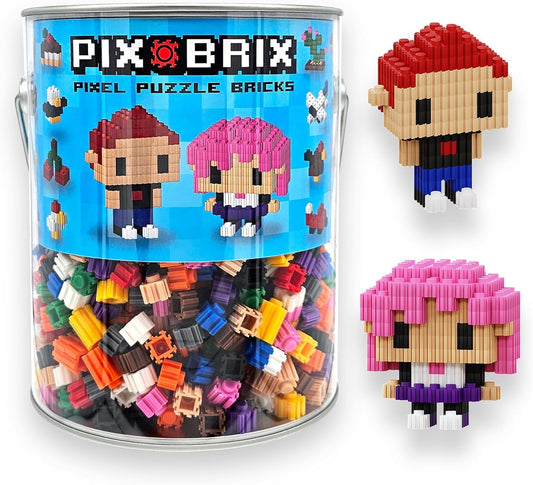 Pix Brix Pixel Art Bucket front view shows reusable bricks for endless projects