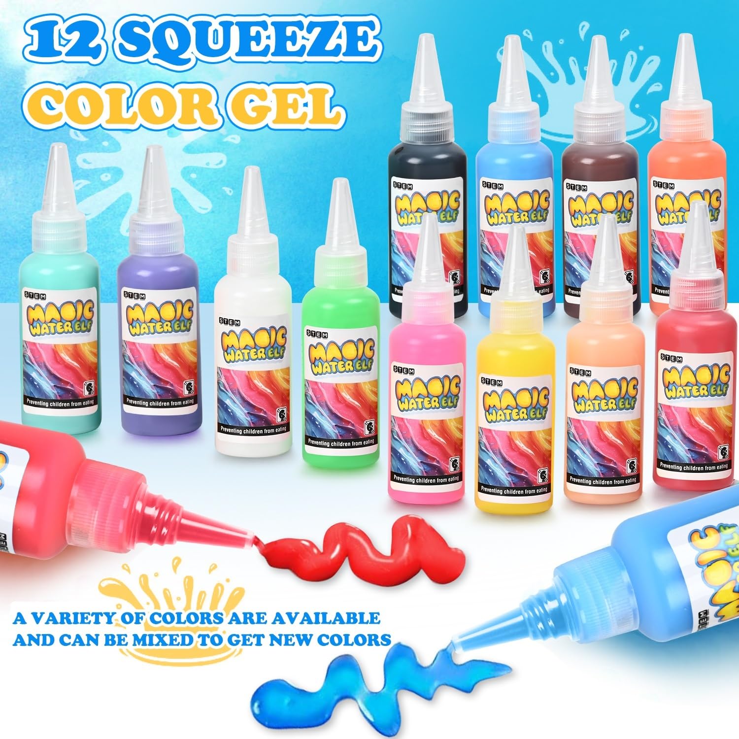 PIXATA aqua gel 12 colors for vibrant, mixable hues.