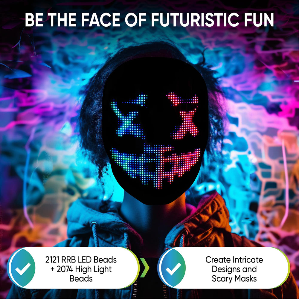 Pixel Stackers Glow Gear Face rechargeable battery powering 10–12 hours of light show