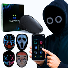Pixel Stackers Glow Gear Face front view with 115+ faces for dynamic festival cosplay