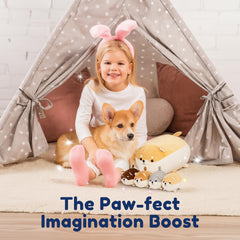 PixieCrush puppies inside mommy offer versatile five-in-one play options.
