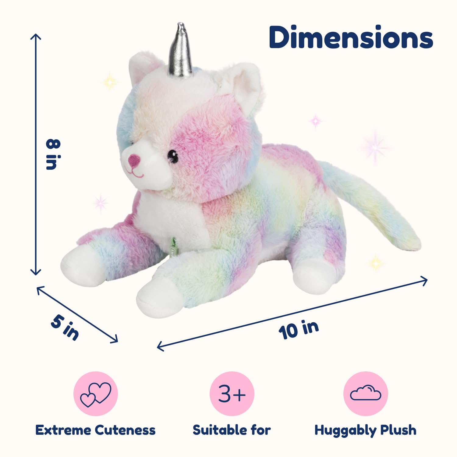 PixieCrush Unicorn Cat Plushie with ultra-soft fabric for cozy hugs