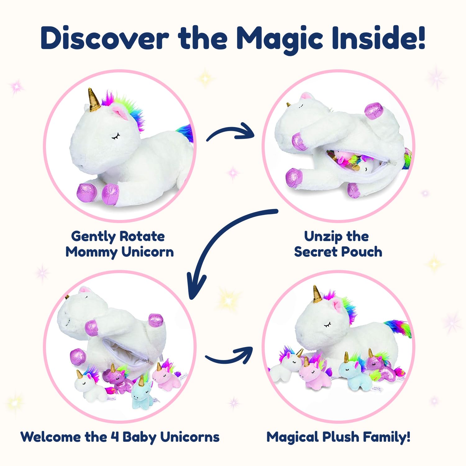 PixieCrush soft unicorn toy, travel-friendly companion for cozy trips and naps.
