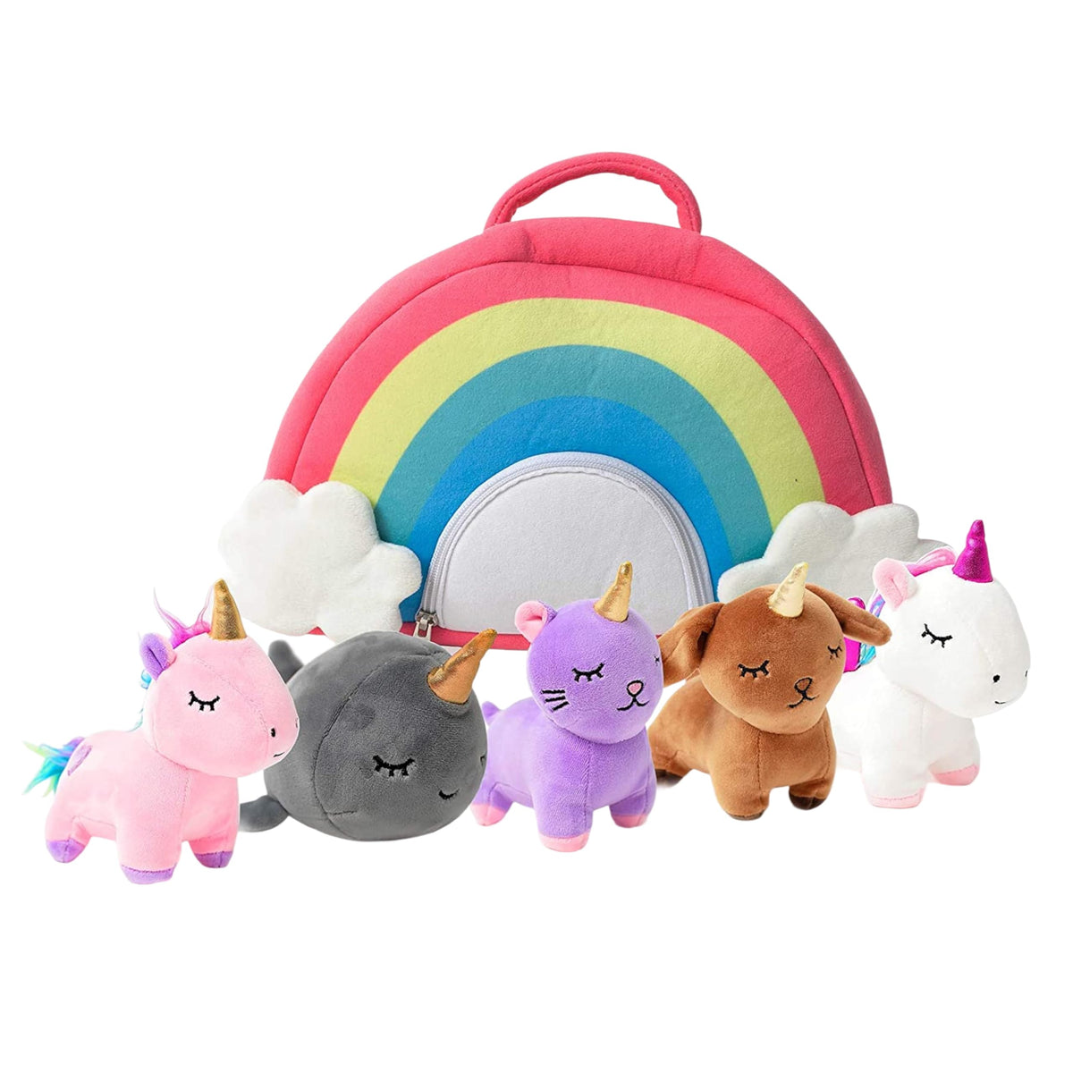 PixieCrush unicorn stuffed animal set narwhal plush, perfect for cuddles and imaginative play.