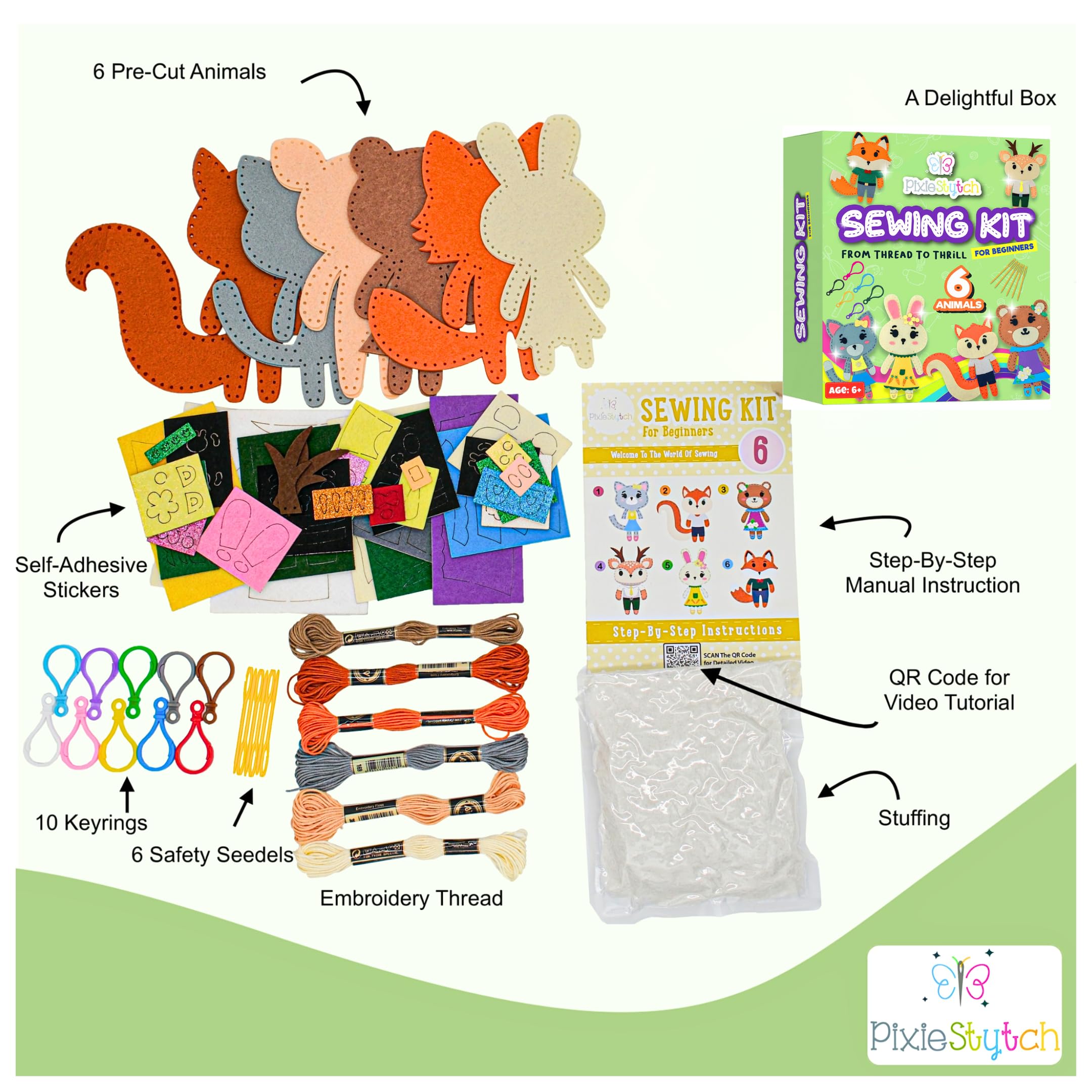 Pixiestytch colorful animal designs inspire creativity and imaginative play
