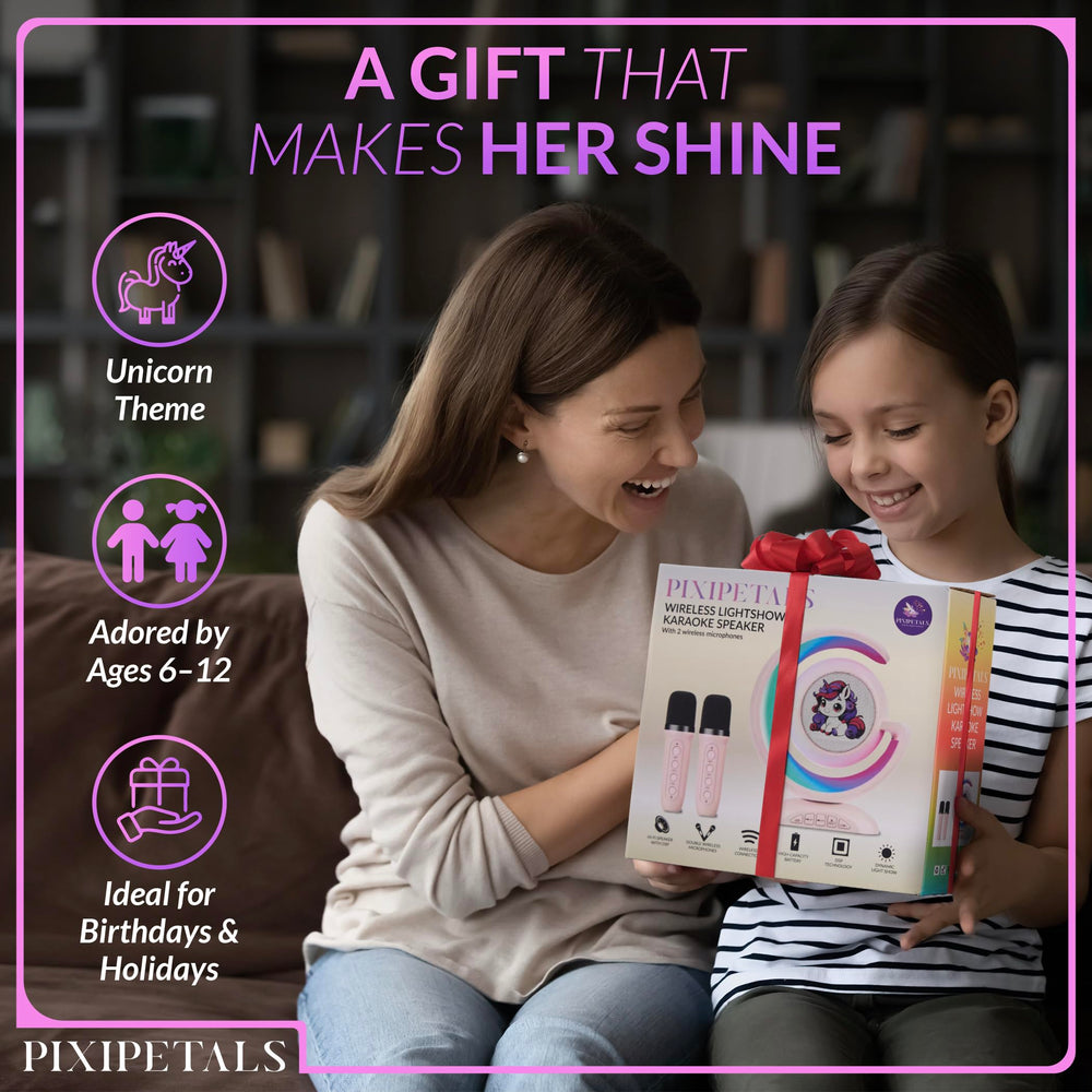PixiPetals wireless microphones pair for cooperative singing and family karaoke sessions
