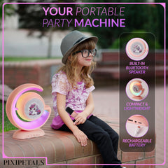 PixiPetals built-in party lights enhance kid-friendly sing-alongs