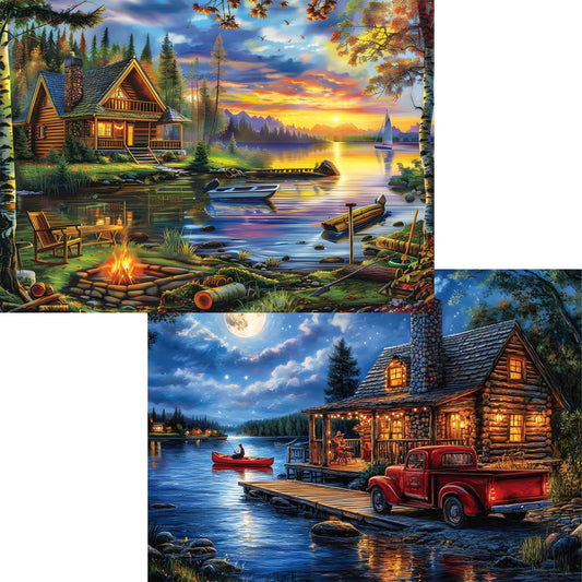 Pixlora lake view puzzle, immersive lake scenery for focused, relaxing solving sessions.