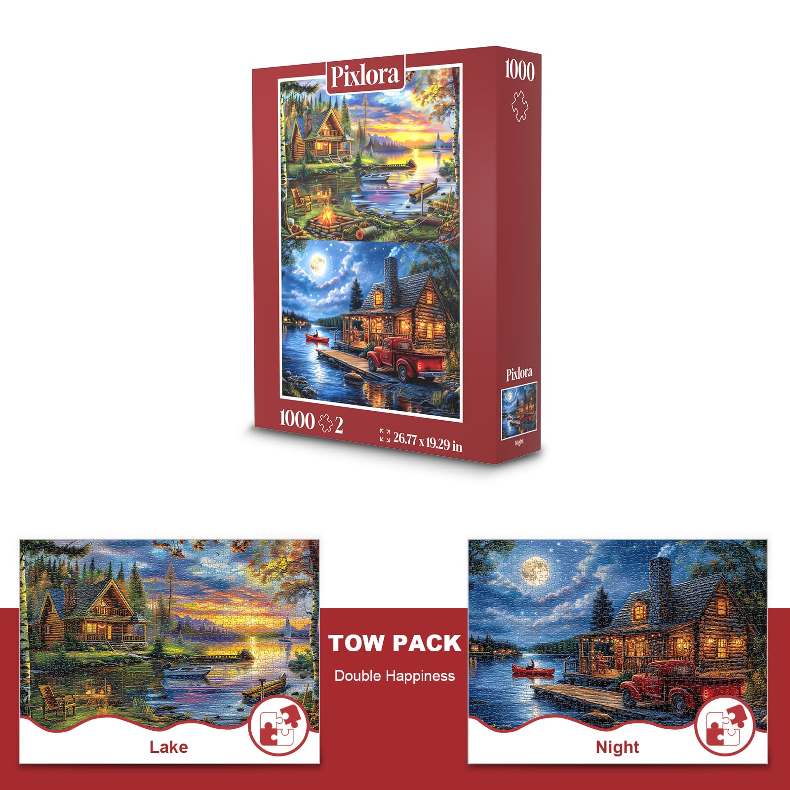 Pixlora lake view puzzle, second pack, ideal for group game nights and shared fun.