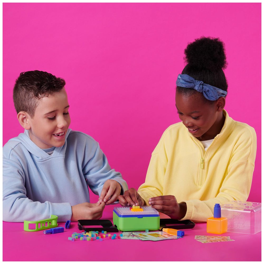 Pixobitz 600 Bitz cubes in neon colors fuel 3D bead art.