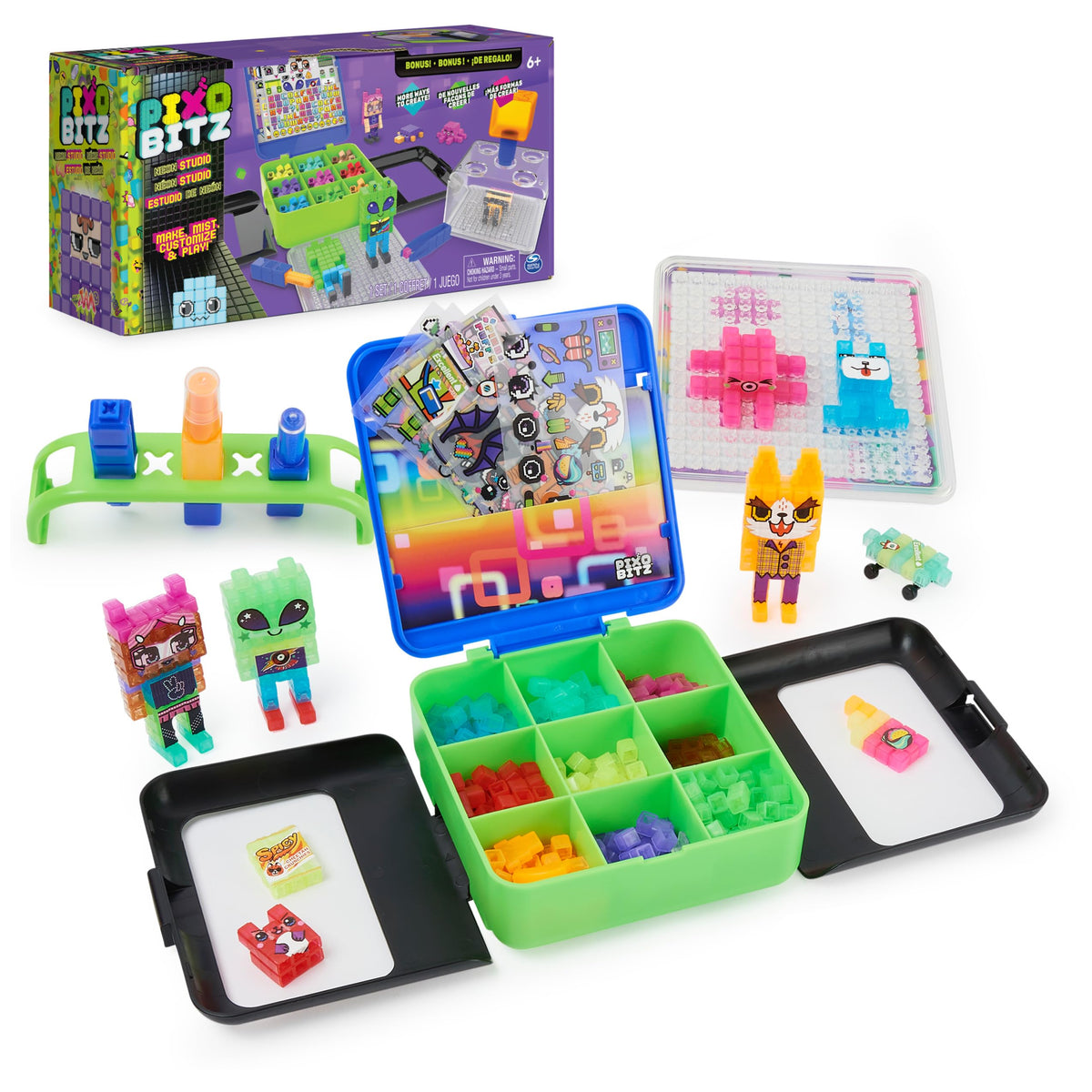 Pixobitz Neon Studio closed case keeps supplies organized for on-the-go crafts.