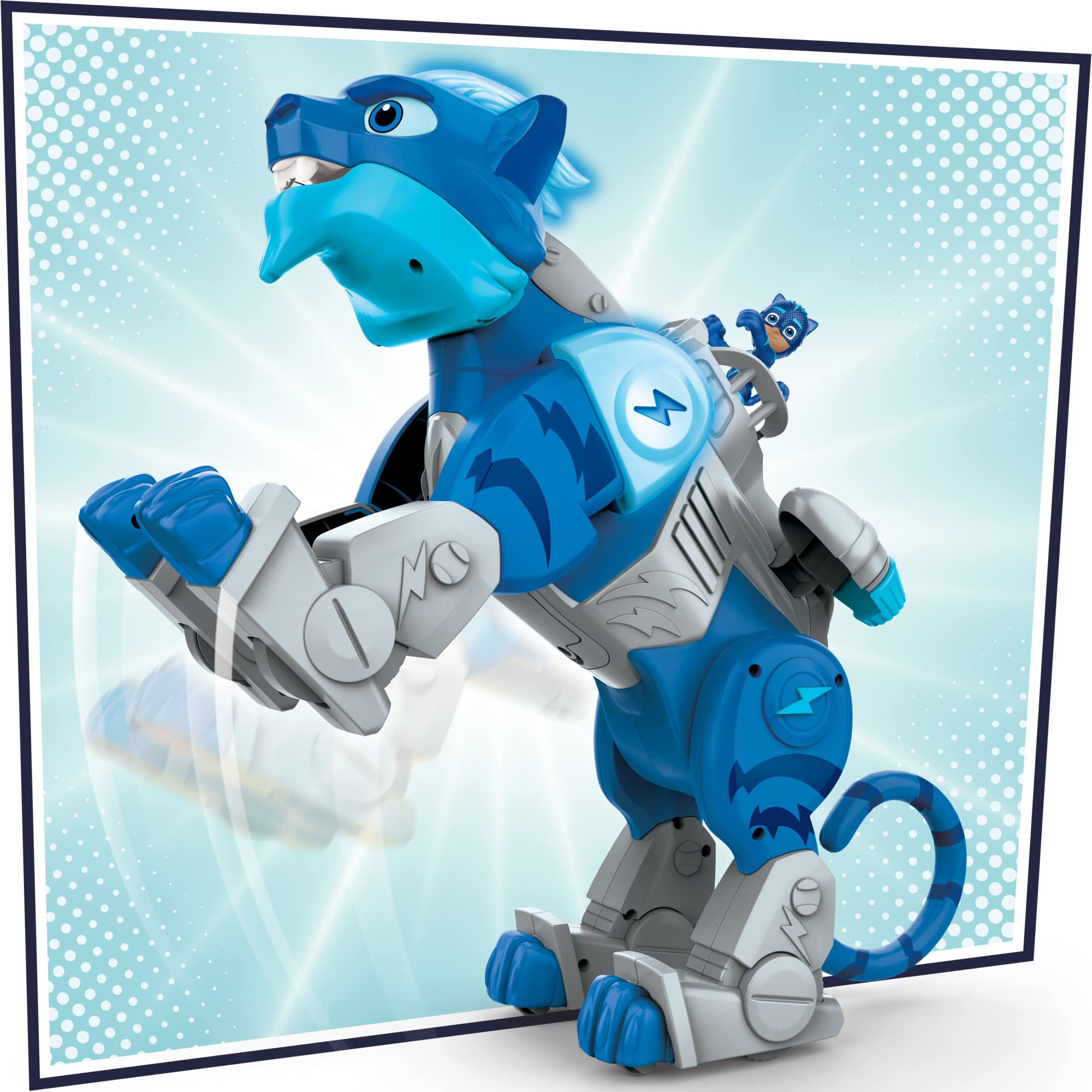 Lights and sounds enhance PJ Masks Cat Stripe King play sequence