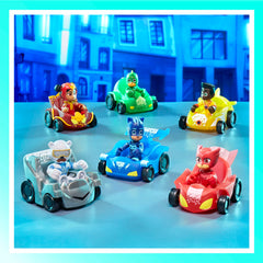 Mini PJ Masks vehicles with glitter wheels for dynamic rescue play