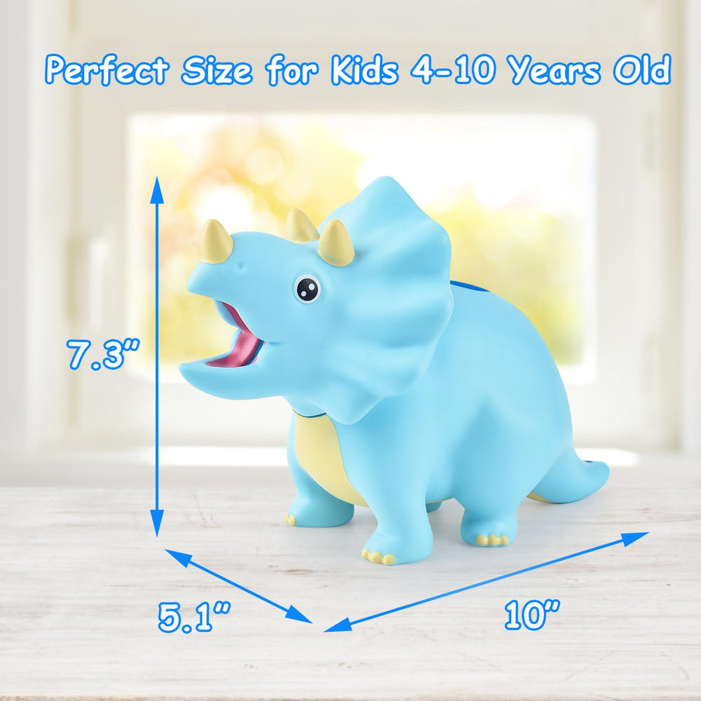 PJDRLLC dinosaur piggy bank blue child holding for savings