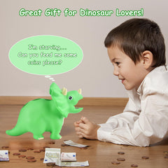 PJDRLLC Dinosaur Piggy Bank Bottom Knob: easy coin retrieval for kids.