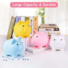 PJDRLLC blue piggy bank in a kid's room used as decor.
