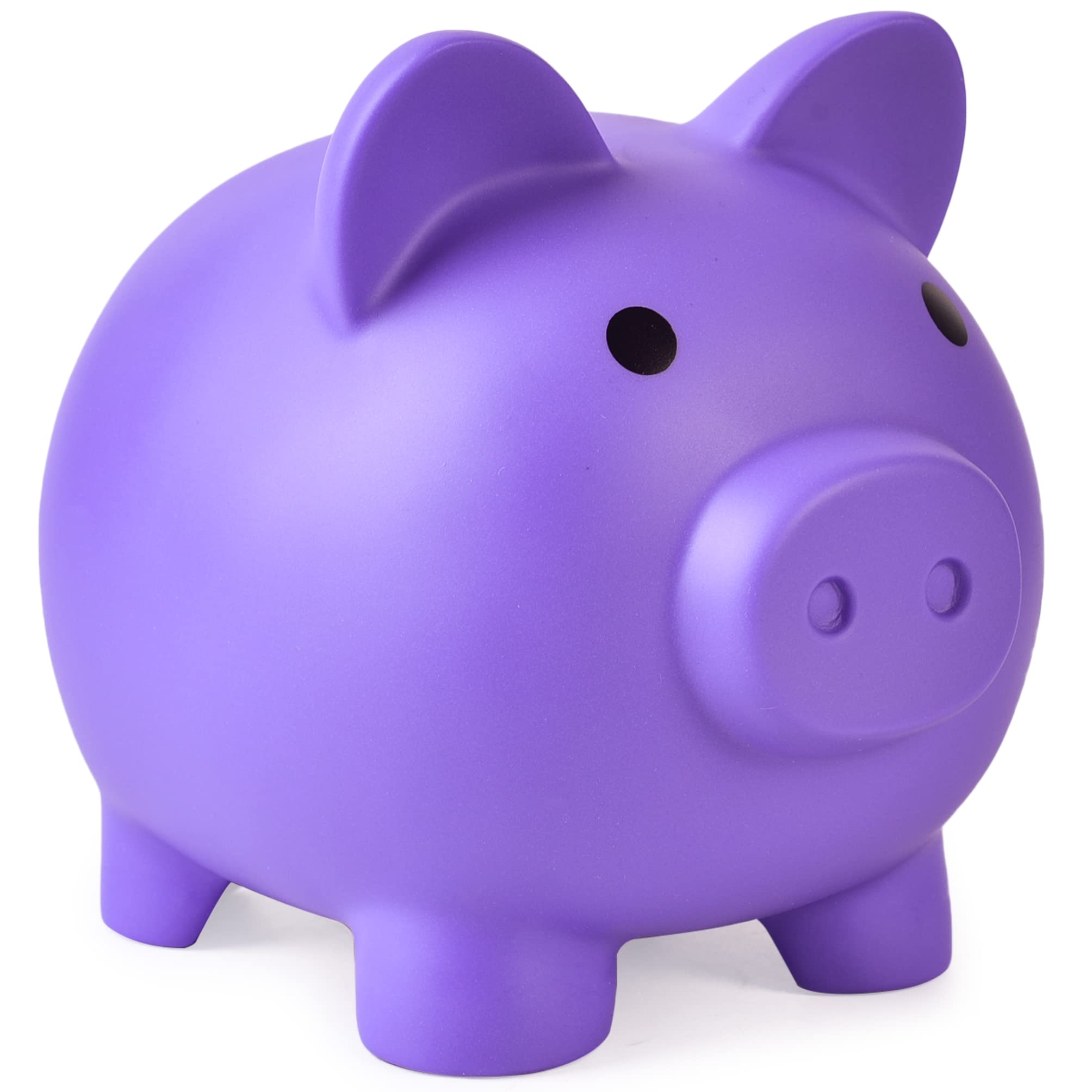 PJDRLLC large piggy bank in purple, front view, easy saving for kids
