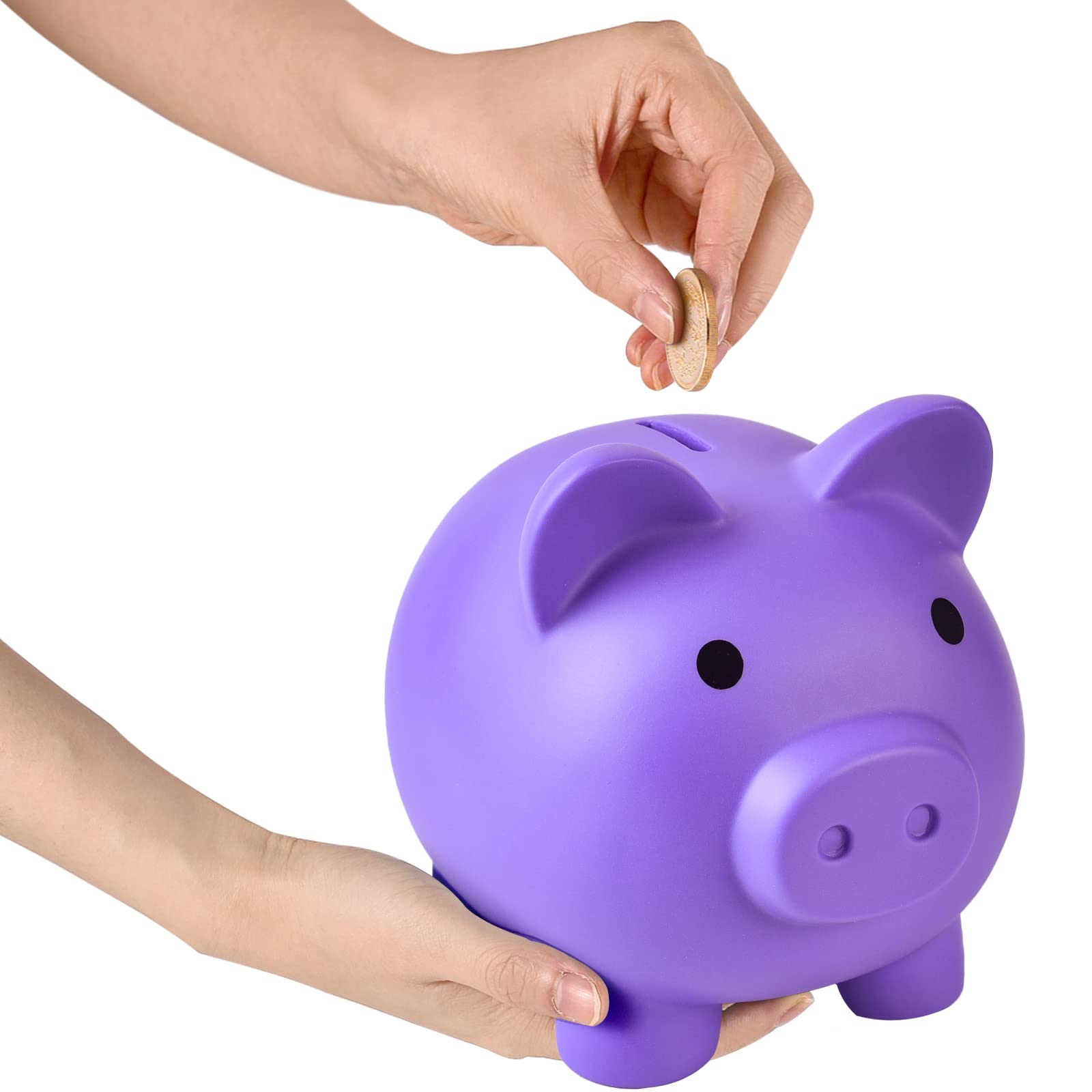 PJDRLLC piggy bank purple packaging, ideal for birthdays or holidays