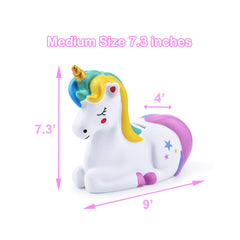 Non-toxic thick plastic detail on PJDRLLC unicorn piggy bank for safe use.