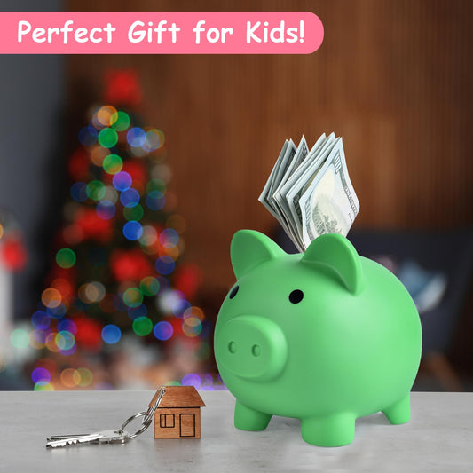 PJDRLLC sturdy piggy bank for kids with easy coin access at the bottom knob