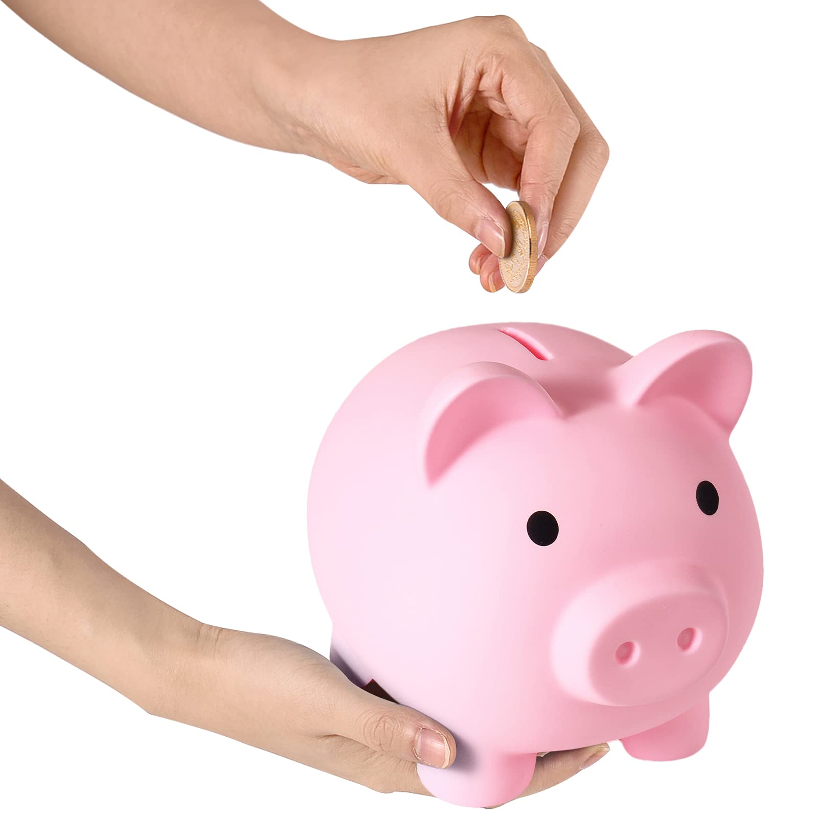 PJDRLLC unbreakable money bank close-up emphasizes durable plastic and safety for kids.