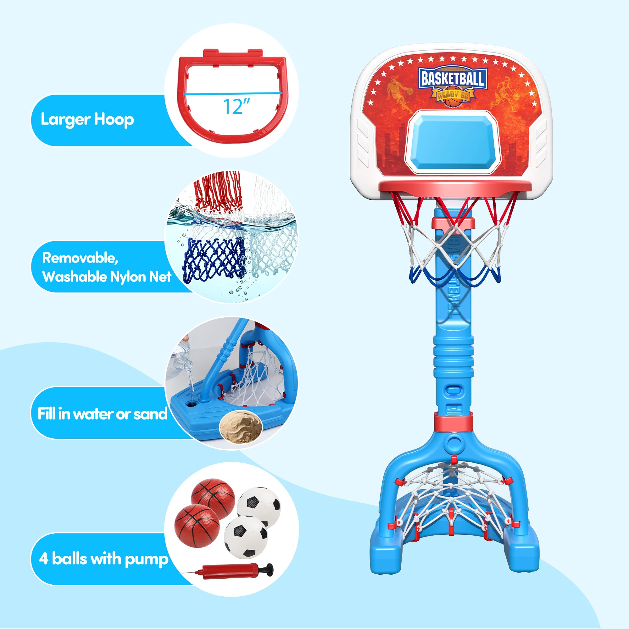 PJG includes four soft inflatable balls for safe play.