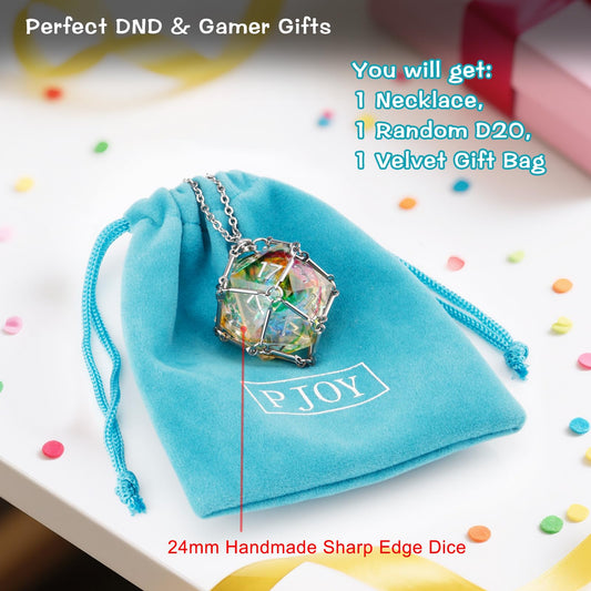PJOY DND D20 necklace cage with lobster clasp for secure daily wear
