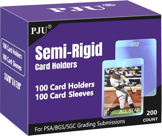 PJU 100ct semi-rigid card holders protecting graded cards during transport