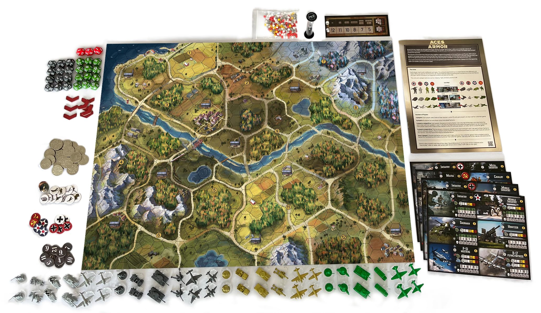 PKB Games Aces and Armor map tiles and counters for strategic planning