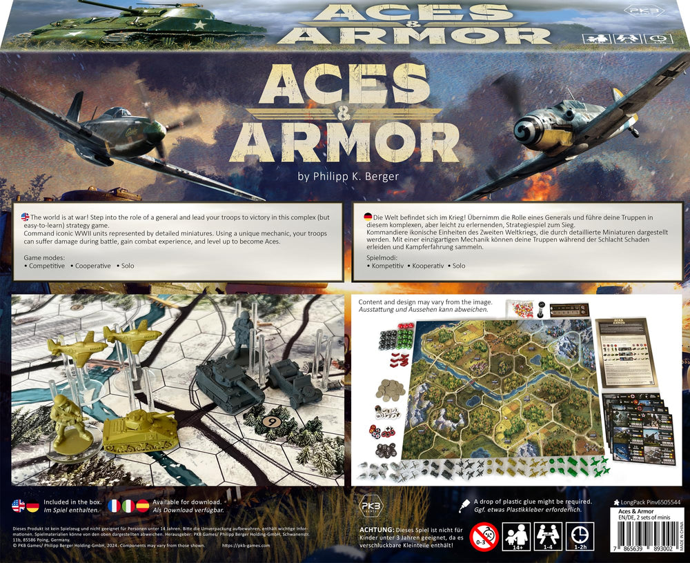 PKB Games Aces and Armor strategy board game play area with maps and counters
