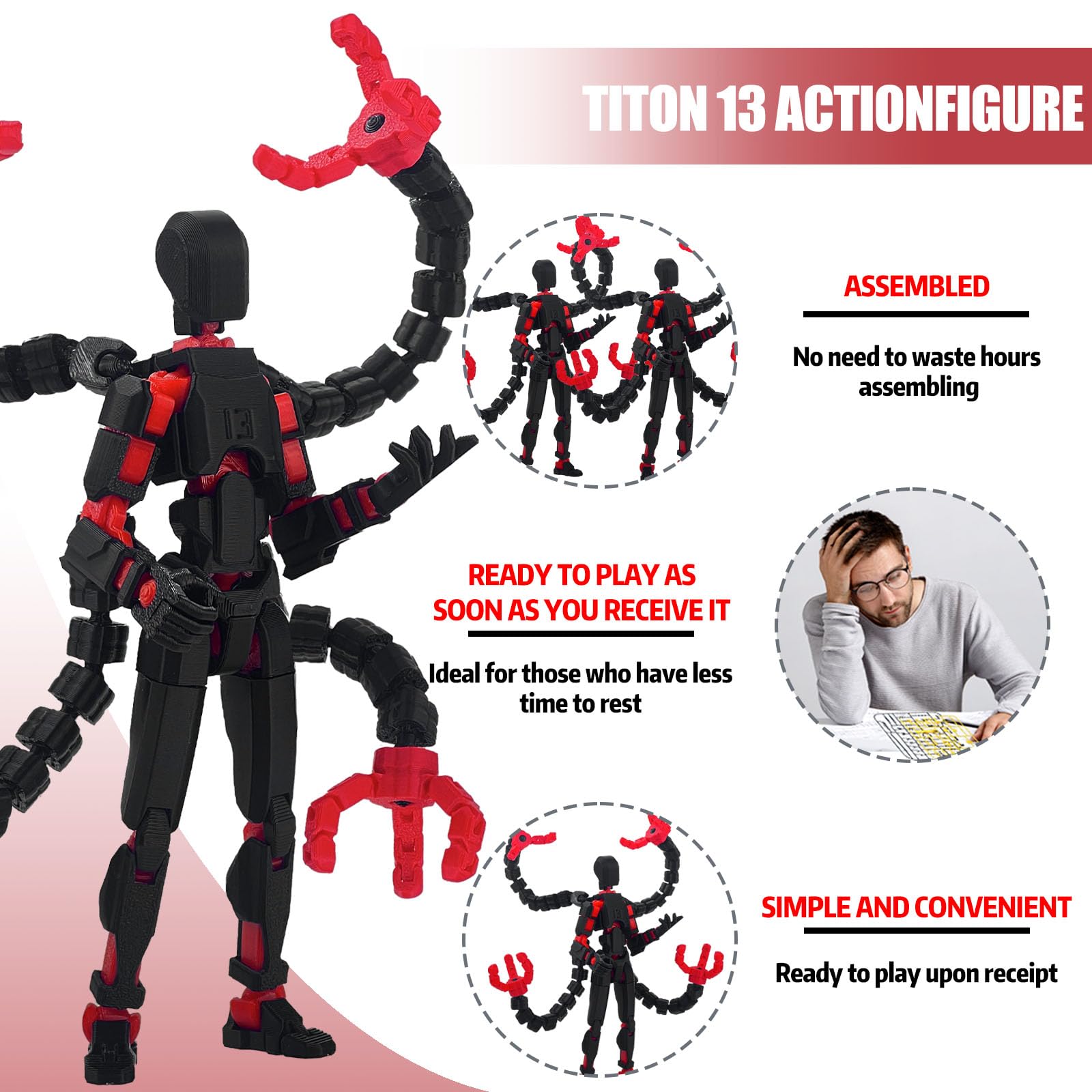 Pkghokids T13 fully articulated joints enable dynamic posing for photos.