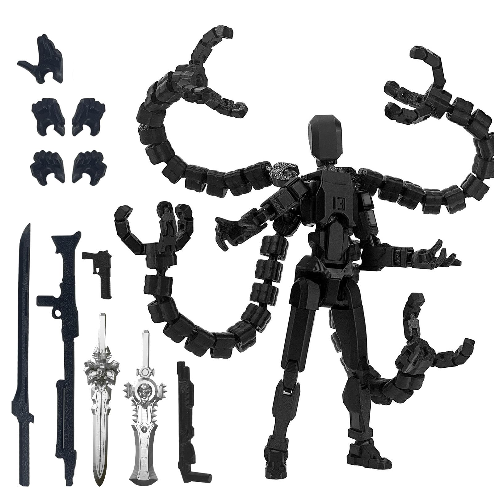 PkghoKids T13 Nova 13 robot assembly black, sturdy 3D-printed construction for display