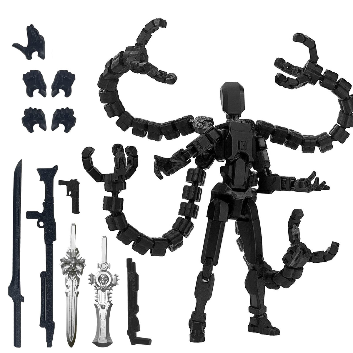 PkghoKids T13 Nova 13 robot assembly black, sturdy 3D-printed construction for display