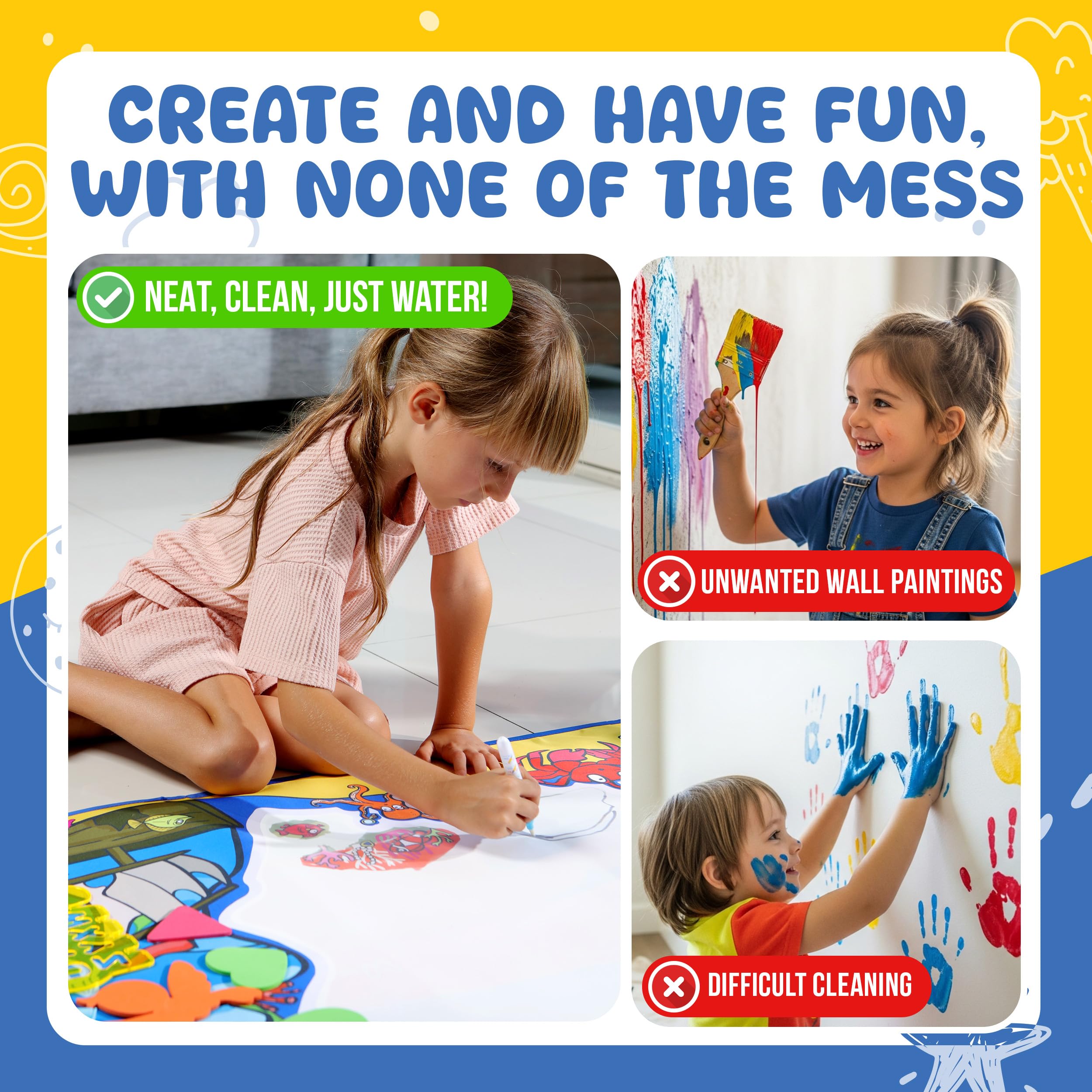 Planet First Water Doodle Mat Drawing Booklet – step-by-step ideas encourage drawing.