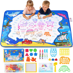 Planet First Water Doodle Mat Sea Life 40x32 – roomy surface for 2–3 kids to draw together.