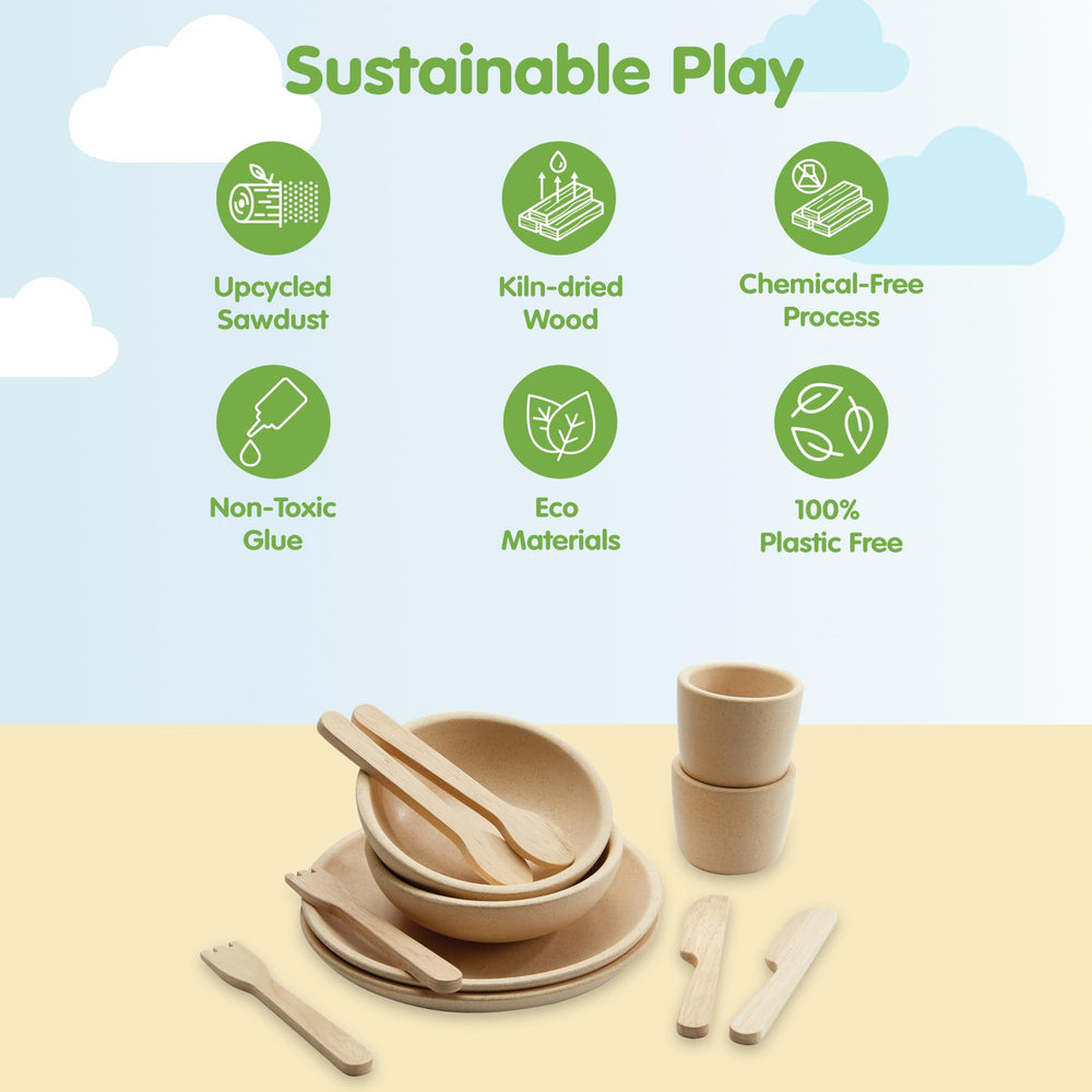 PlanToys cups are great for tea parties, promoting conversation and polite play