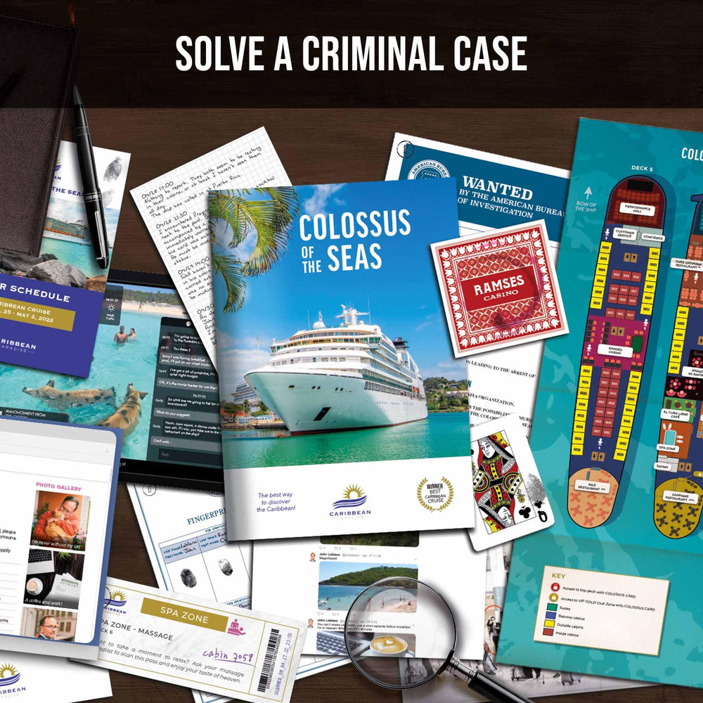 Platonia Games PROFILER cruise deck plan image features layout to guide deduction