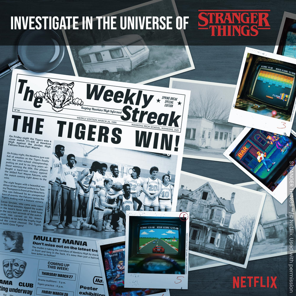 Platonia Games PROFILER Stranger Things polaroids to spark investigation discussions.