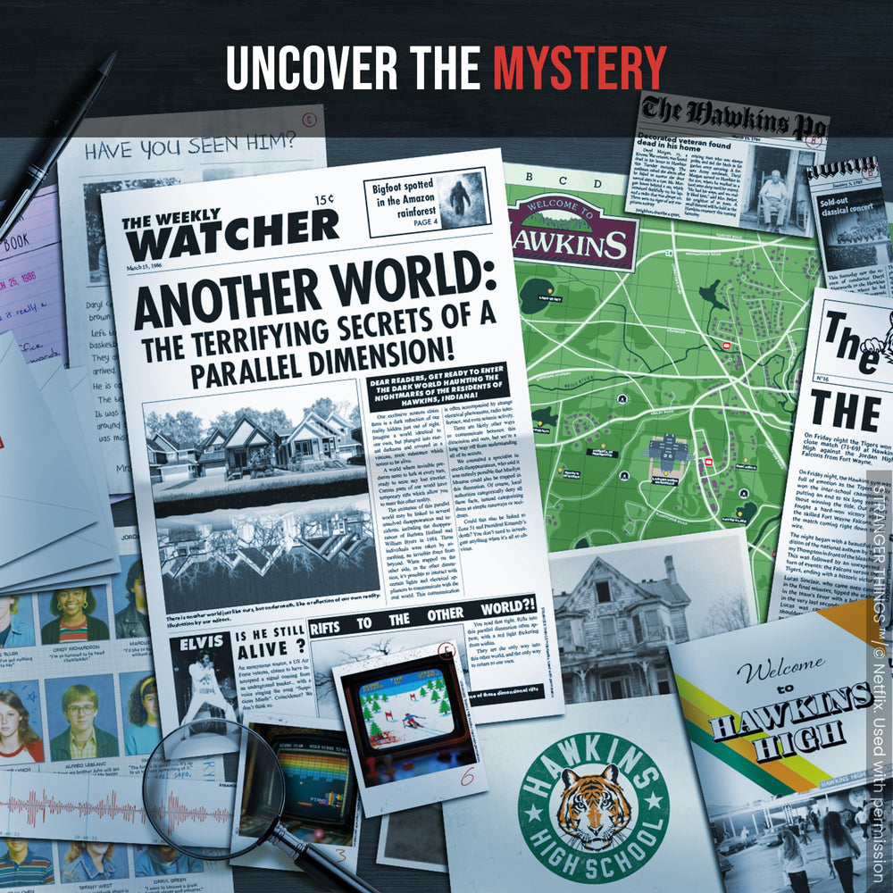Platonia Games PROFILER Hawkins High School brochure adds contextual puzzles and setting.