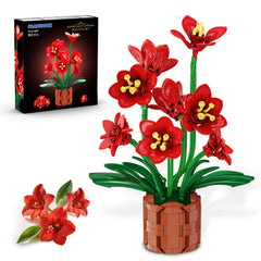 PLAXSOON Amaryllis Bonsai Building Set in action adds lasting beauty to home decor